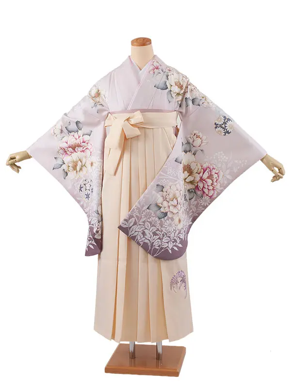 卒業袴レンタル二尺袖 薄紫 牡丹 2139