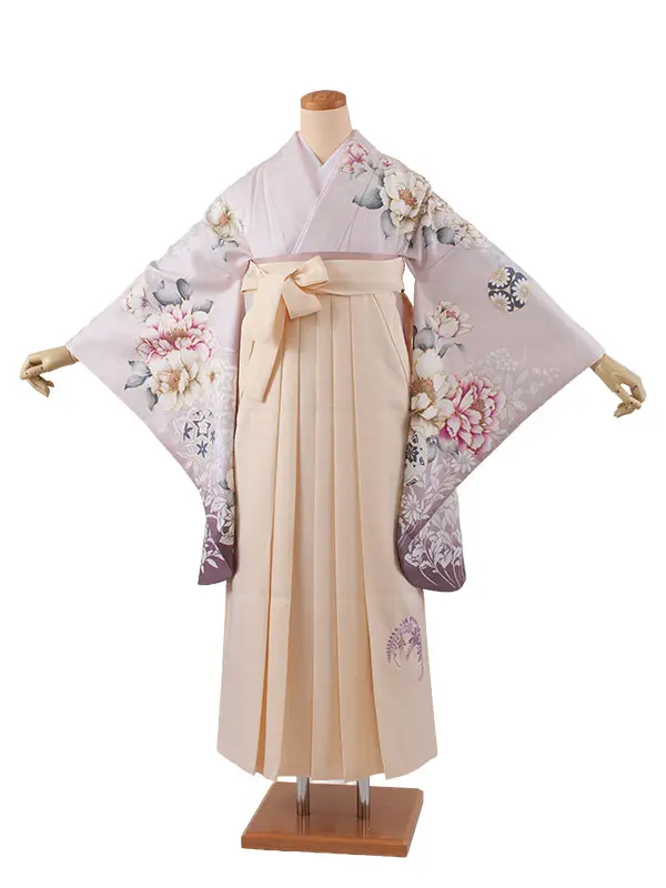 卒業袴レンタル二尺袖 薄紫 牡丹 2139