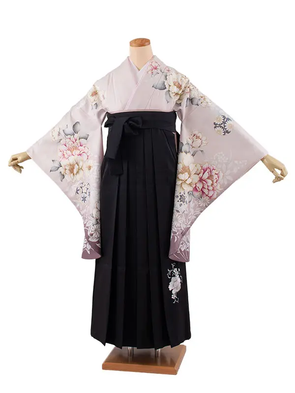 卒業袴レンタル二尺袖 薄紫 牡丹 2140