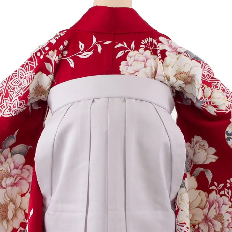 卒業袴レンタル二尺袖 ワインレッド 牡丹 2142