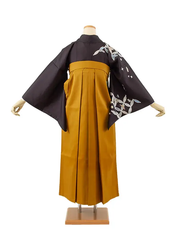 卒業袴レンタル二尺袖 黒地 吉祥文様 2145