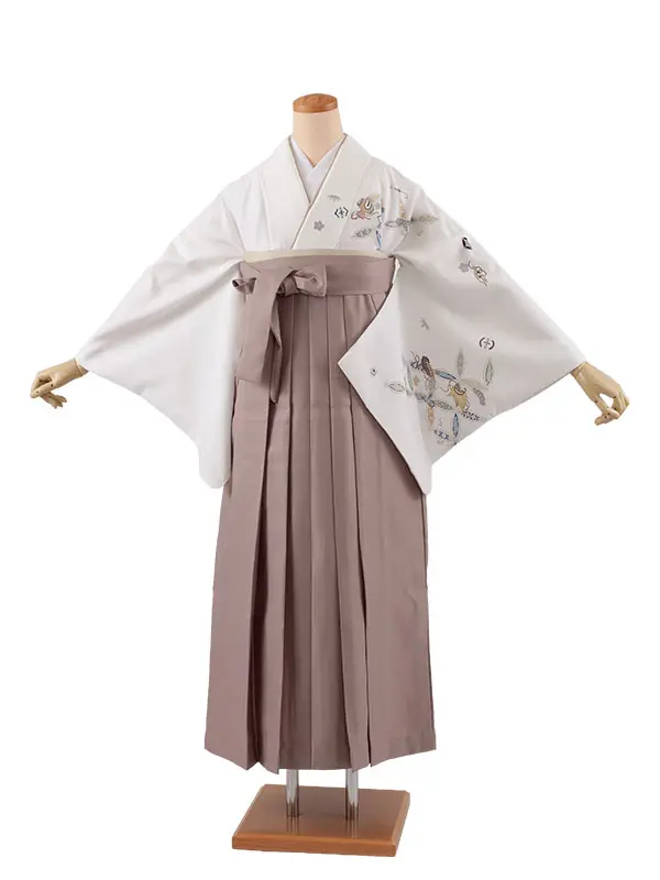 卒業袴レンタル二尺袖 白地 吉祥文様 2147