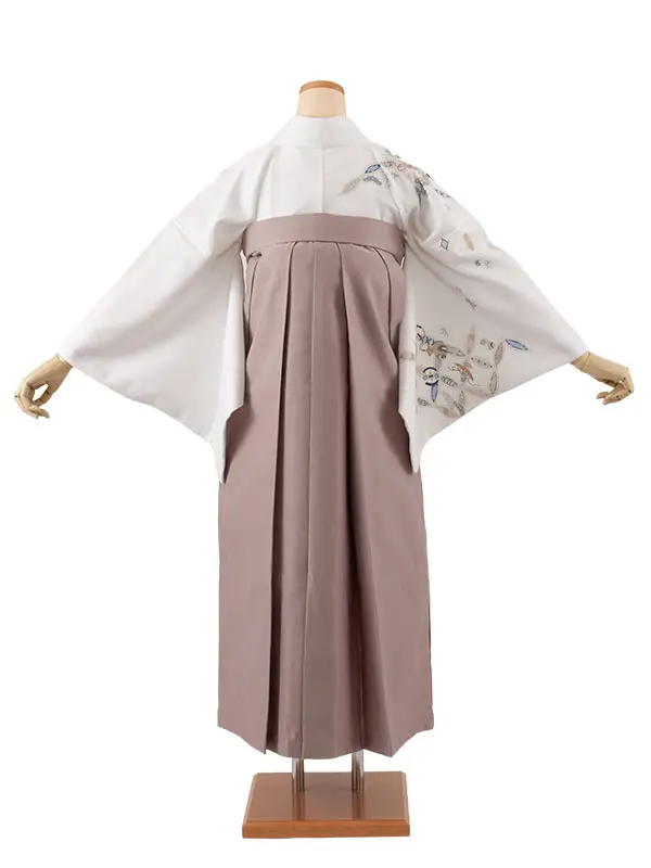 卒業袴レンタル二尺袖 白地 吉祥文様 2147