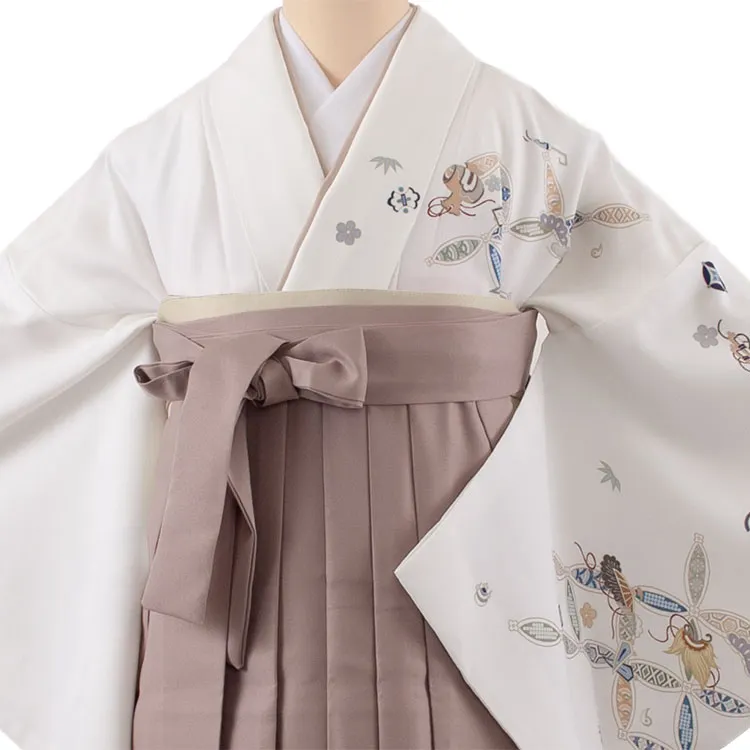 卒業袴レンタル二尺袖 白地 吉祥文様 2147