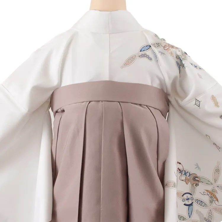 卒業袴レンタル二尺袖 白地 吉祥文様 2147