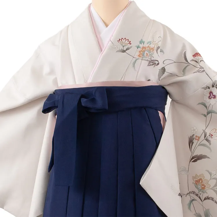 卒業袴レンタル二尺袖 グレージュ 花 2148