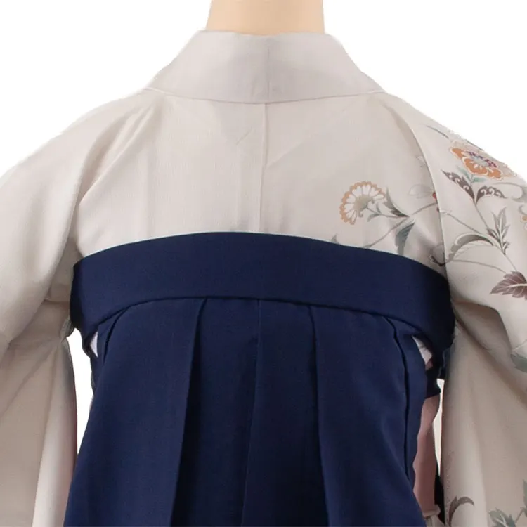 卒業袴レンタル二尺袖 グレージュ 花 2148