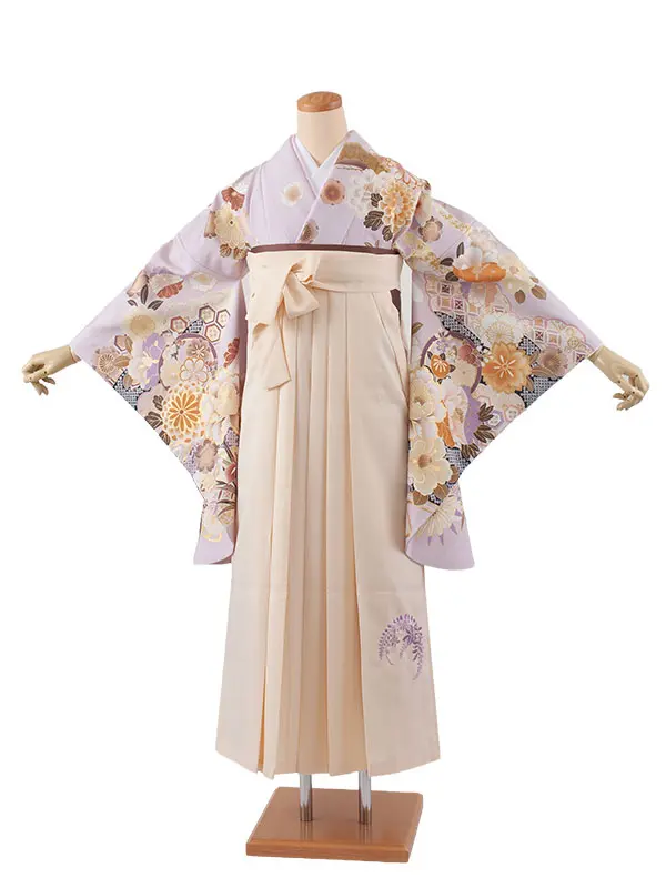 卒業袴レンタル二尺袖 薄紫 牡丹 2150