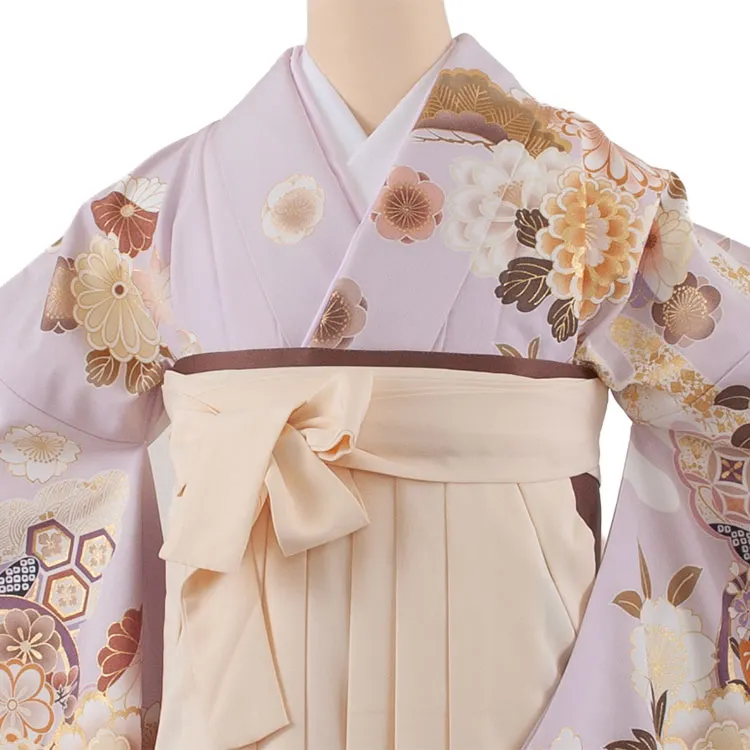 卒業袴レンタル二尺袖 薄紫 牡丹 2150