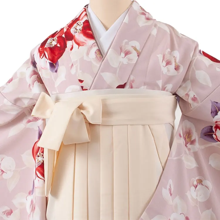 卒業袴レンタル二尺袖 くすみピンク 椿 2151