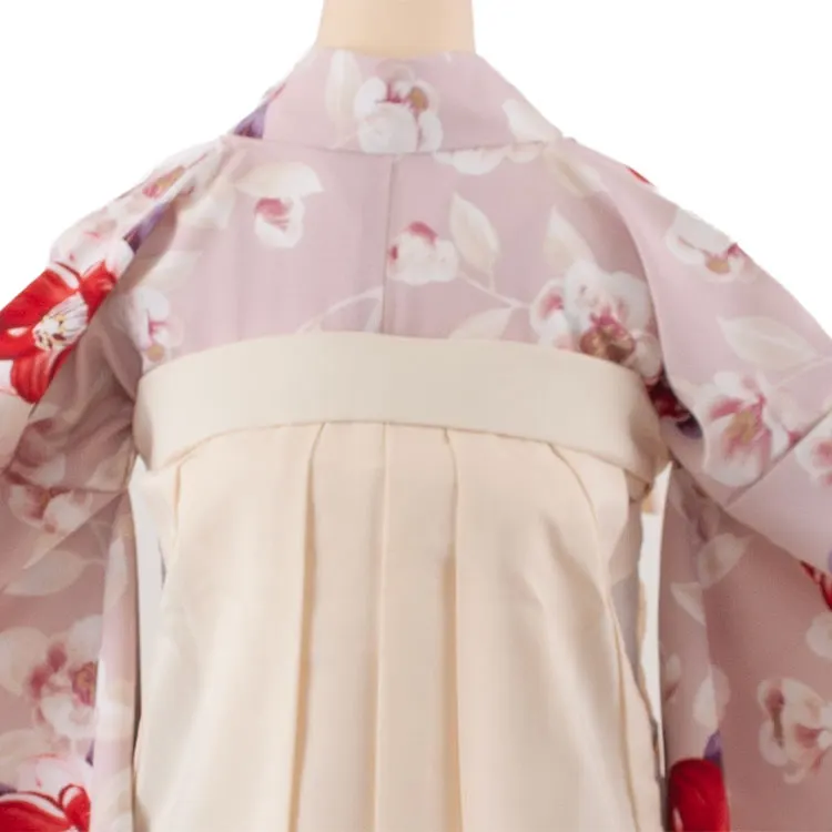 卒業袴レンタル二尺袖 くすみピンク 椿 2151