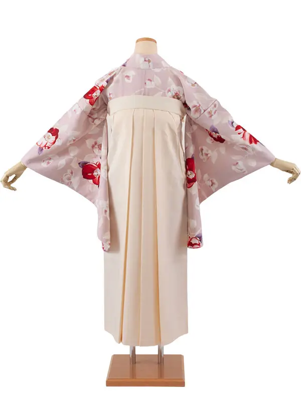 卒業袴レンタル二尺袖 くすみピンク 椿 2152