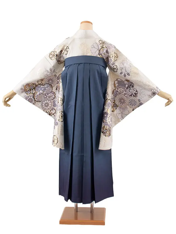 卒業袴レンタル二尺袖 オフホワイト 桜 グラデーション袴 2155