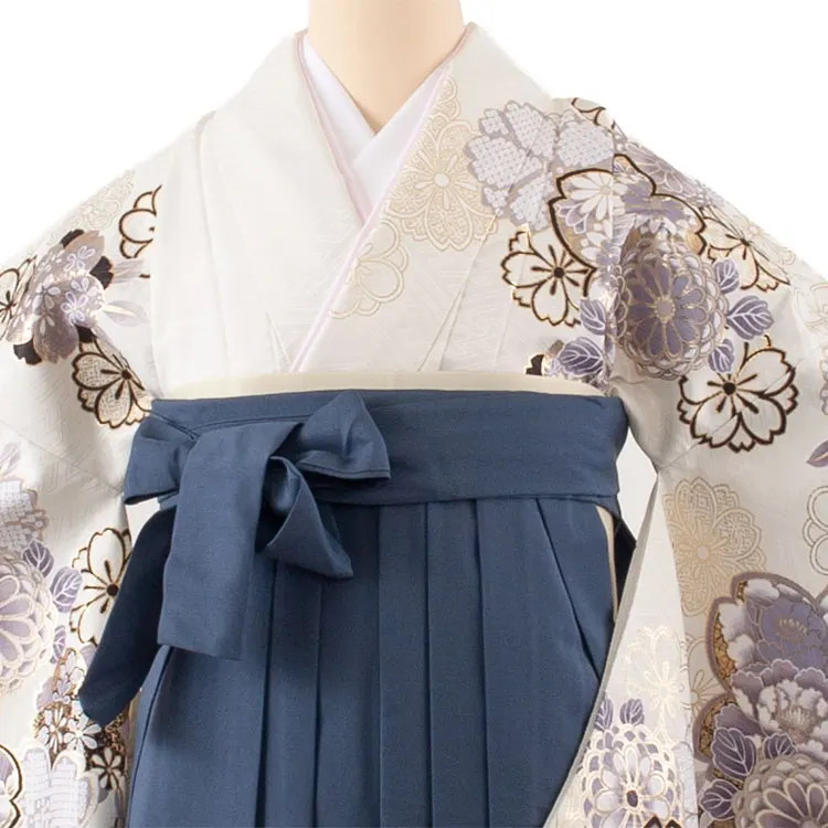 卒業袴レンタル二尺袖 オフホワイト 桜 グラデーション袴 2156