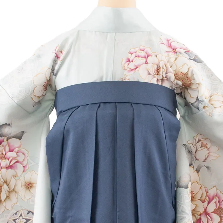 卒業袴レンタル二尺袖 ベビーブルー 牡丹 グラデーション袴 2160