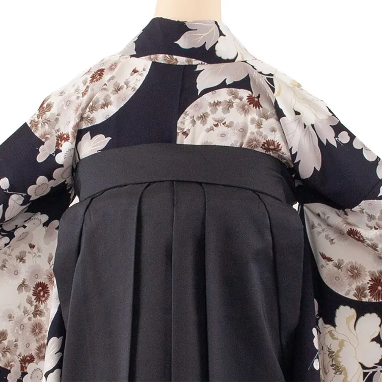 卒業袴レンタル二尺袖 濃藍 牡丹に梅 2163