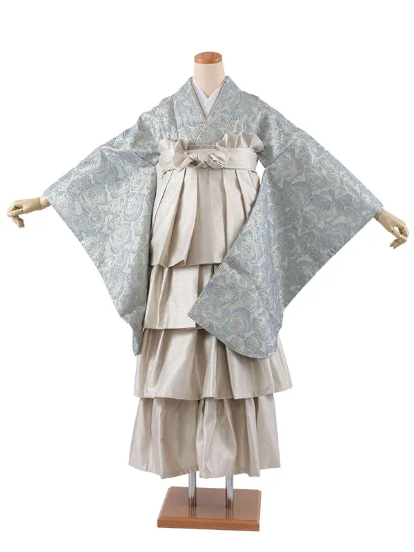 卒業袴レンタル二尺袖 ベージュ 薔薇 ドレス袴 2164