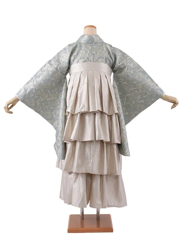 卒業袴レンタル二尺袖 ベージュ 薔薇 ドレス袴 2164