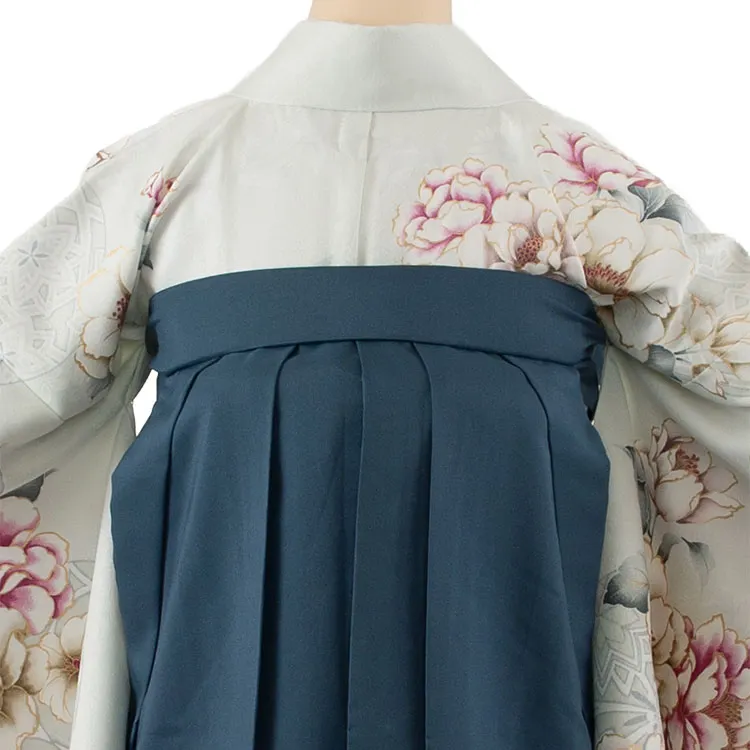 卒業袴レンタル二尺袖 薄緑 牡丹 グラデーション袴 2166