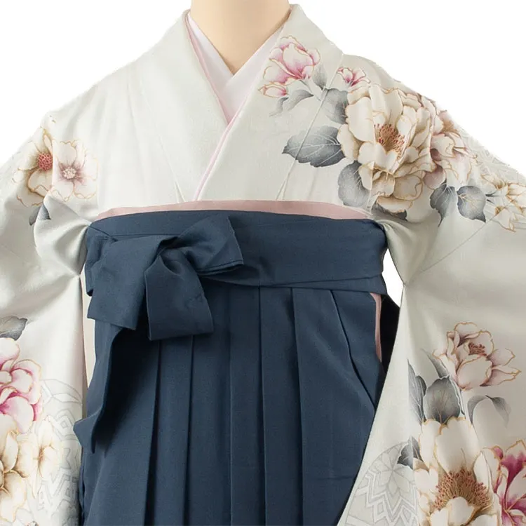 卒業袴レンタル二尺袖 薄緑 牡丹 グラデーション袴 2167