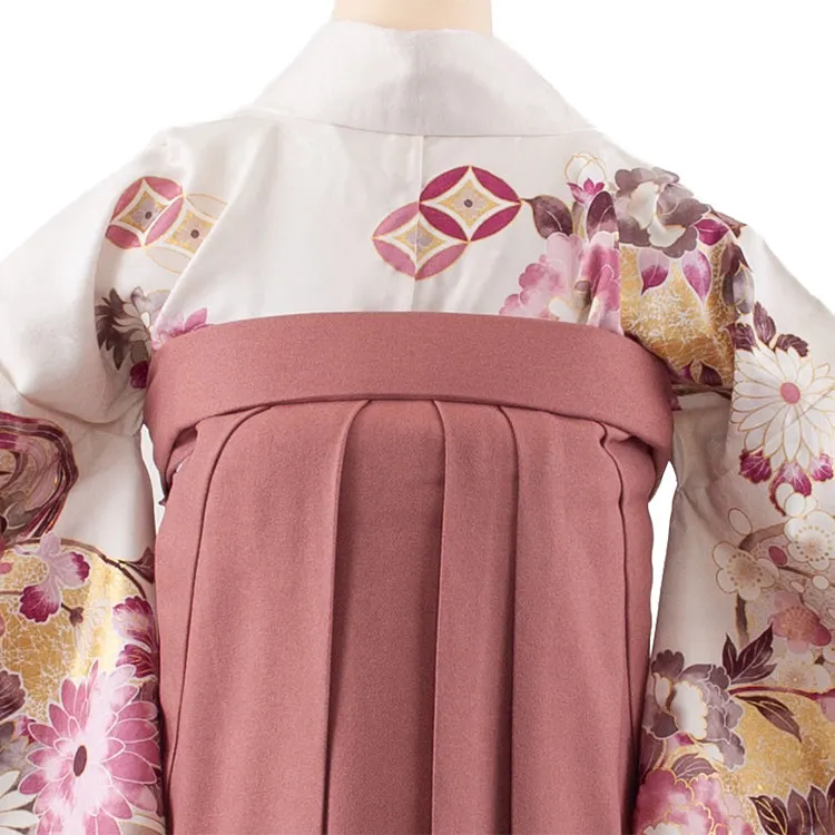 卒業袴レンタル二尺袖 オフホワイト 牡丹 2168