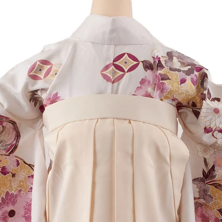 卒業袴レンタル二尺袖 オフホワイト 牡丹 2169