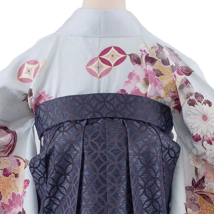 卒業袴レンタル二尺袖 ベビーブルー 牡丹に梅 2170