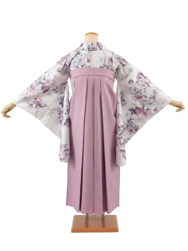 卒業袴レンタル二尺袖 オフホワイト 牡丹に百合 2173