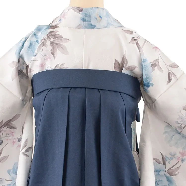 卒業袴レンタル二尺袖 薄アイボリー 牡丹 グラデーション袴 2174