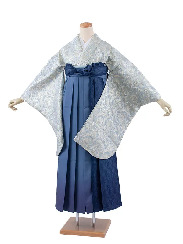 卒業袴レンタル二尺袖 ベージュ 薔薇 レース袴 2179