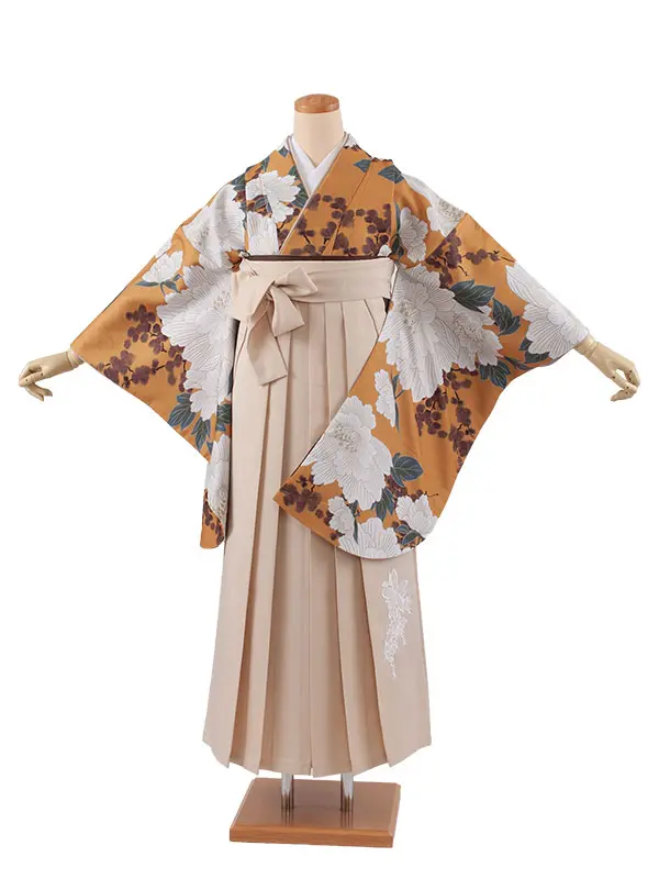 卒業袴レンタル二尺袖 向日葵色 牡丹 2180