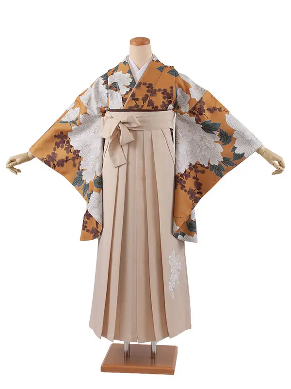 卒業袴レンタル二尺袖 向日葵色 牡丹 2180