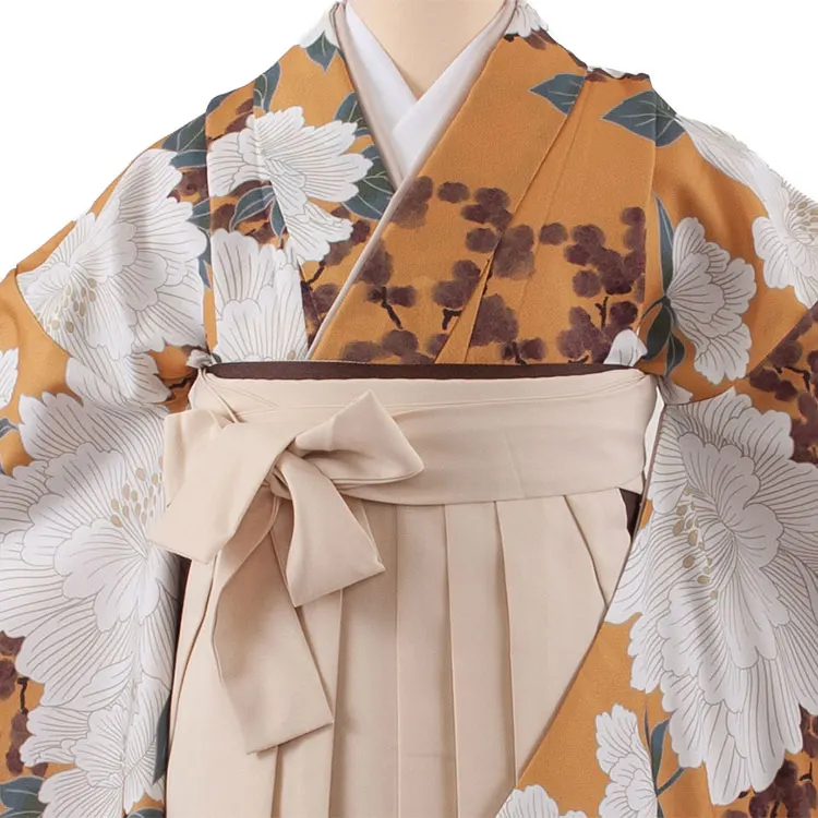 卒業袴レンタル二尺袖 向日葵色 牡丹 2180