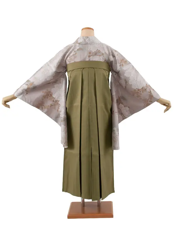 卒業袴レンタル二尺袖 グレージュ 牡丹 2181