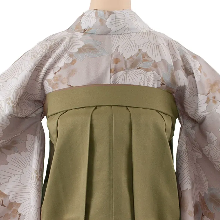 卒業袴レンタル二尺袖 グレージュ 牡丹 2182