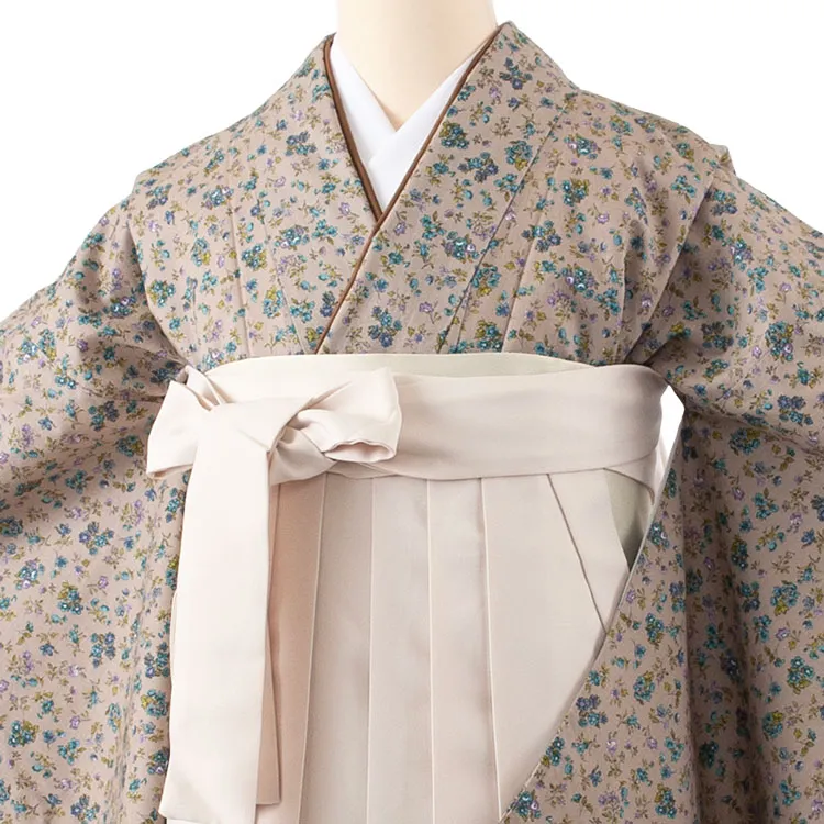卒業袴レンタル 先生 利休茶 花柄 2219