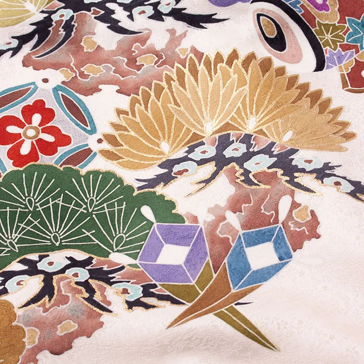 【夏用】お宮参り男の子 産着レンタル 単衣 ベージュ 鷹に松 2-46