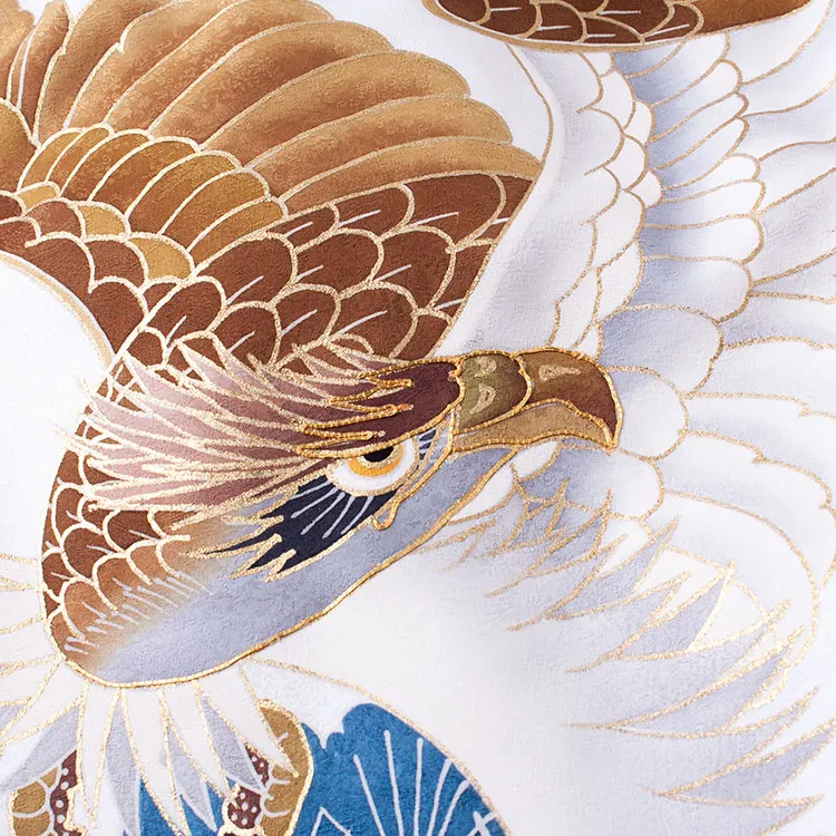 【正絹】お宮参り男の子 産着レンタル 白地 鷹に松 2650