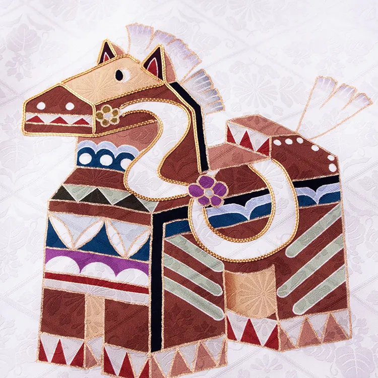 【正絹】お宮参り男の子 産着レンタル 白地 京友禅 馬 宝船 2654