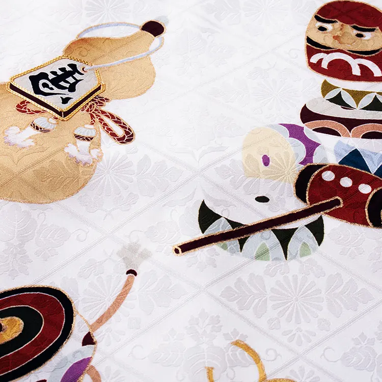 【正絹】お宮参り男の子 産着レンタル 白地 京友禅 馬 宝船 2654