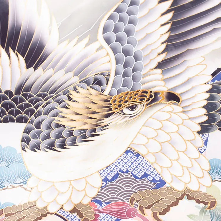 お宮参り男の子 産着レンタル オフホワイト 鷹 束ね熨斗 馬 2655