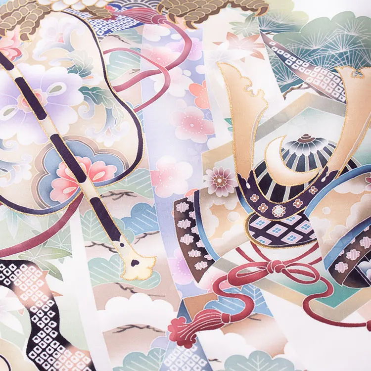 お宮参り男の子 産着レンタル オフホワイト 鷹 束ね熨斗 馬 2655