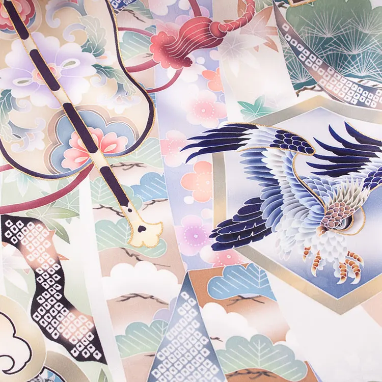 お宮参り男の子 産着レンタル スモークブルー 兜 束ね熨斗 馬 2656