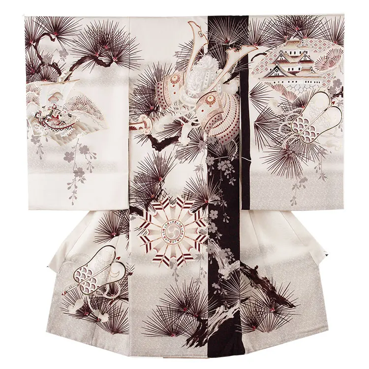 お宮参り男の子 産着レンタル 華徒然 ベージュ 兜 城松 2662