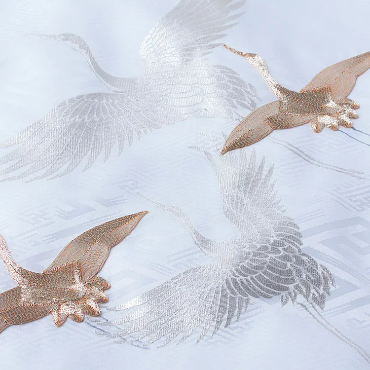 お宮参り男の子 女の子 産着レンタル 白地 鶴 刺繍 2663