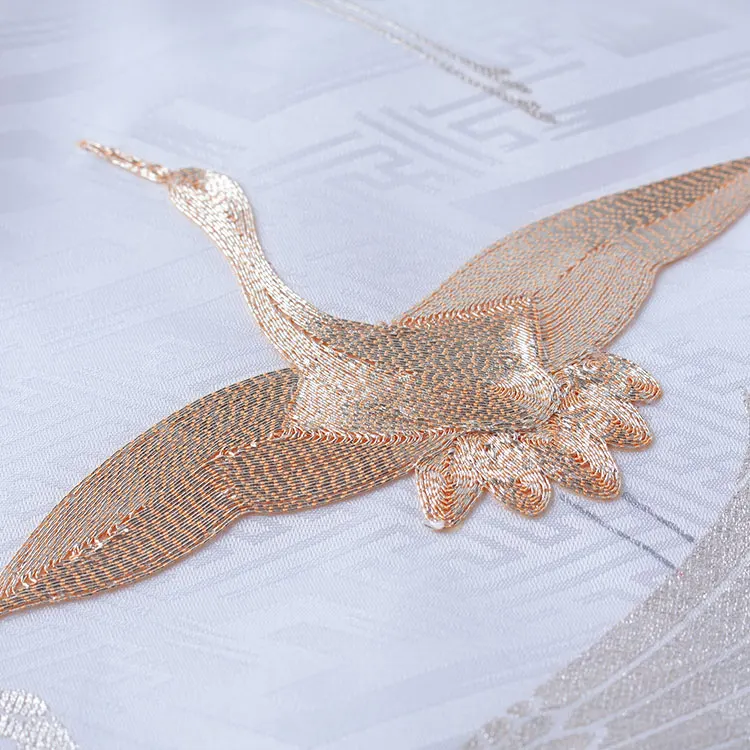 お宮参り男の子 女の子 産着レンタル 白地 鶴 刺繍 2663