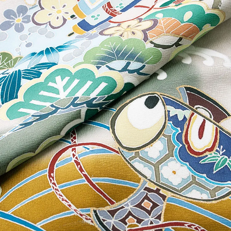 【正絹】お宮参り男の子 産着レンタル マスタード 鷹 吉祥文様 2665