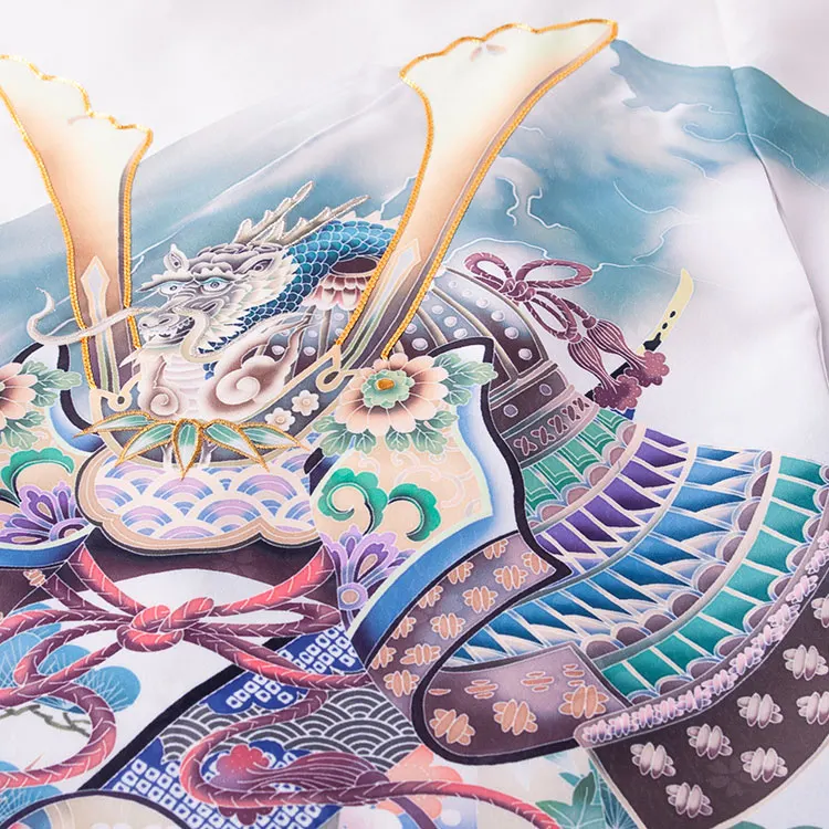 お宮参り男の子 産着レンタル オフホワイト 兜 束ね熨斗 馬 2667