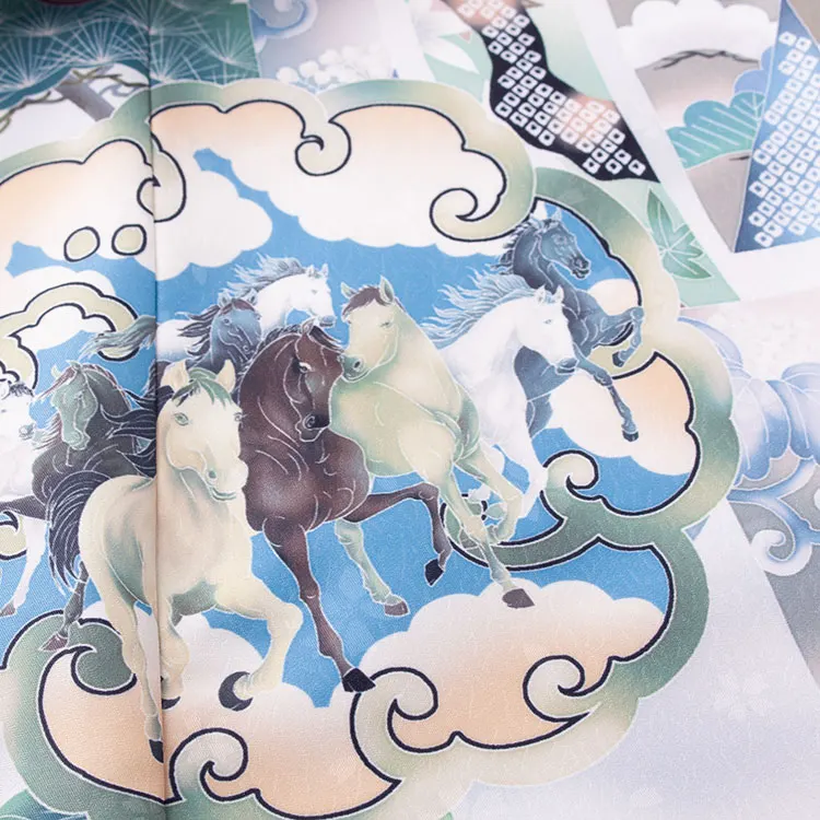 お宮参り男の子 産着レンタル オフホワイト 兜 束ね熨斗 馬 2667