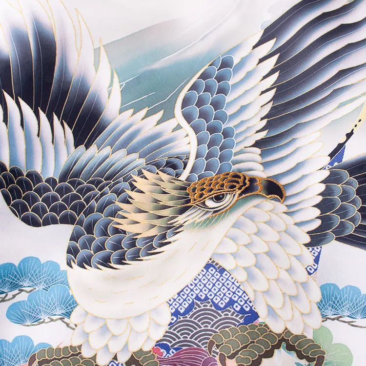 お宮参り男の子 産着レンタル オフホワイト 鷹 束ね熨斗 馬 2668